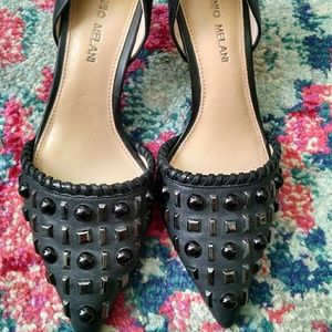 Antonio Melani Black Spiked Kitten Heel
